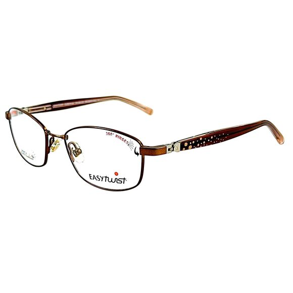 Easytwist ET975 Unisex Metal Eyeglass Frame 010 Satin Brown 47-15 360° Hinges main image 4